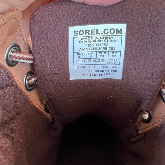 Sorel Slimpack Lace Leather Winter Snow Boot Waterproof Size 6 Tan Black - Picture 15 of 16